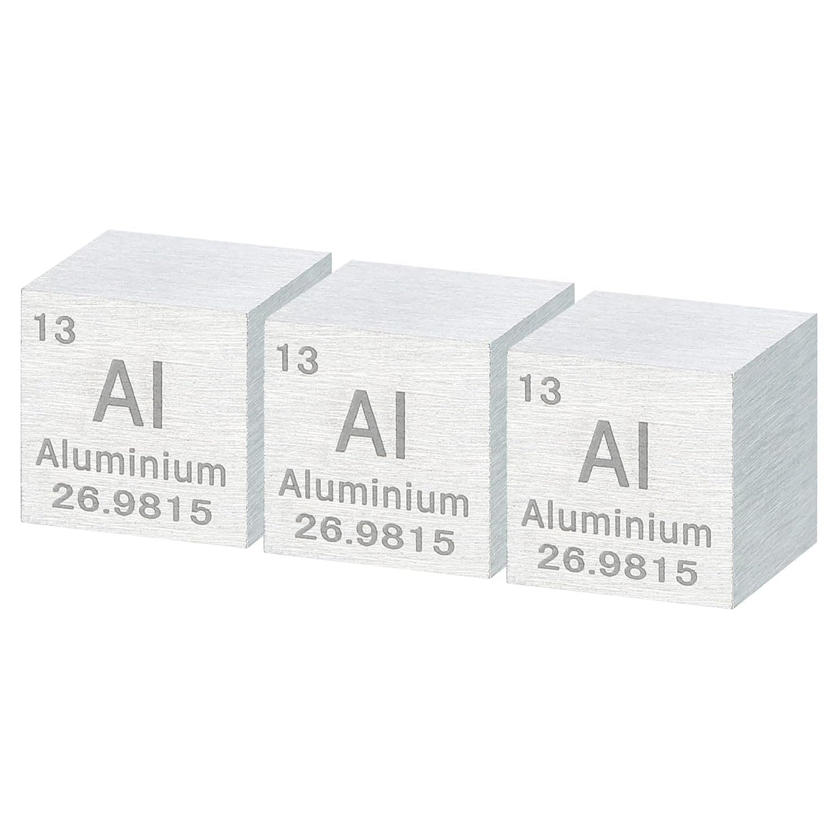 3 Pcs Aluminum Cube, 0.39 Inch High Density Metal Element Cube Metal Density Cube for Chemical Elements Collection Science Education Experiment Application, Silver