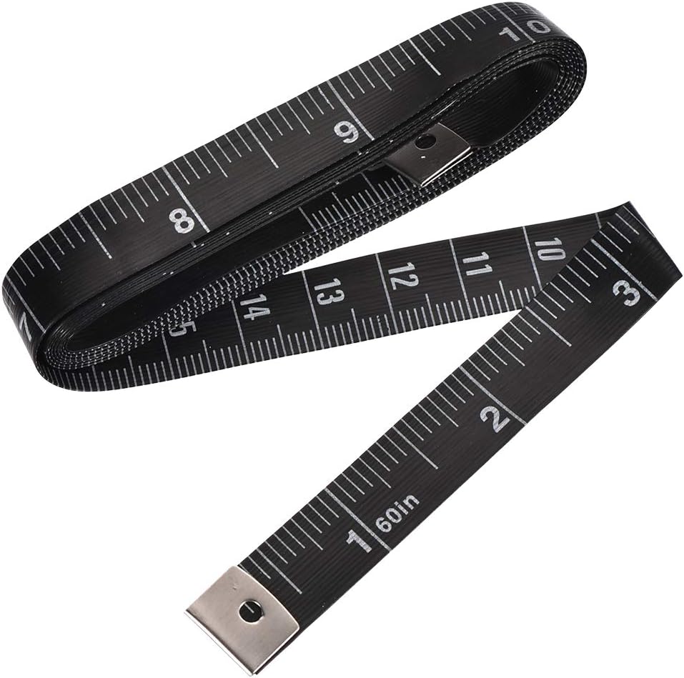 LinkMejor Cloth Tape Measure for Body 1.5m 60 Inch Metric Inch Measuring Tape Soft Dual Sided for Tailor Sewing Black