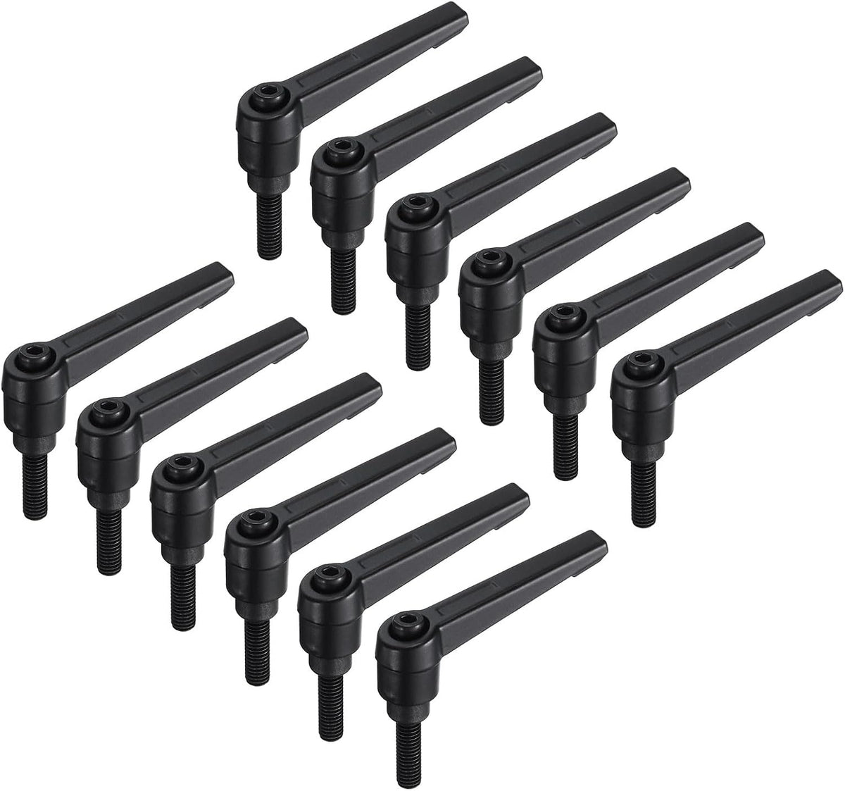 12pcs Lever Adjustable Handles M6 x 20mm Metric Male Thread, Level Clamping Handle Hand Stud Knobs Rotating Screw Handles Bolts with Locking Lever, Black