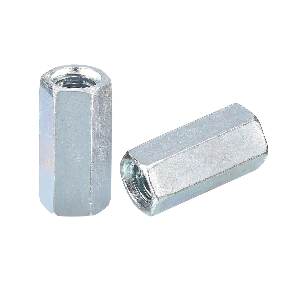 4pcs M10x17x30mm Coupling Nuts - Galvanized Carbon Steel Hex Threaded Rod Coupler for Furniture, Electronic, Industrial