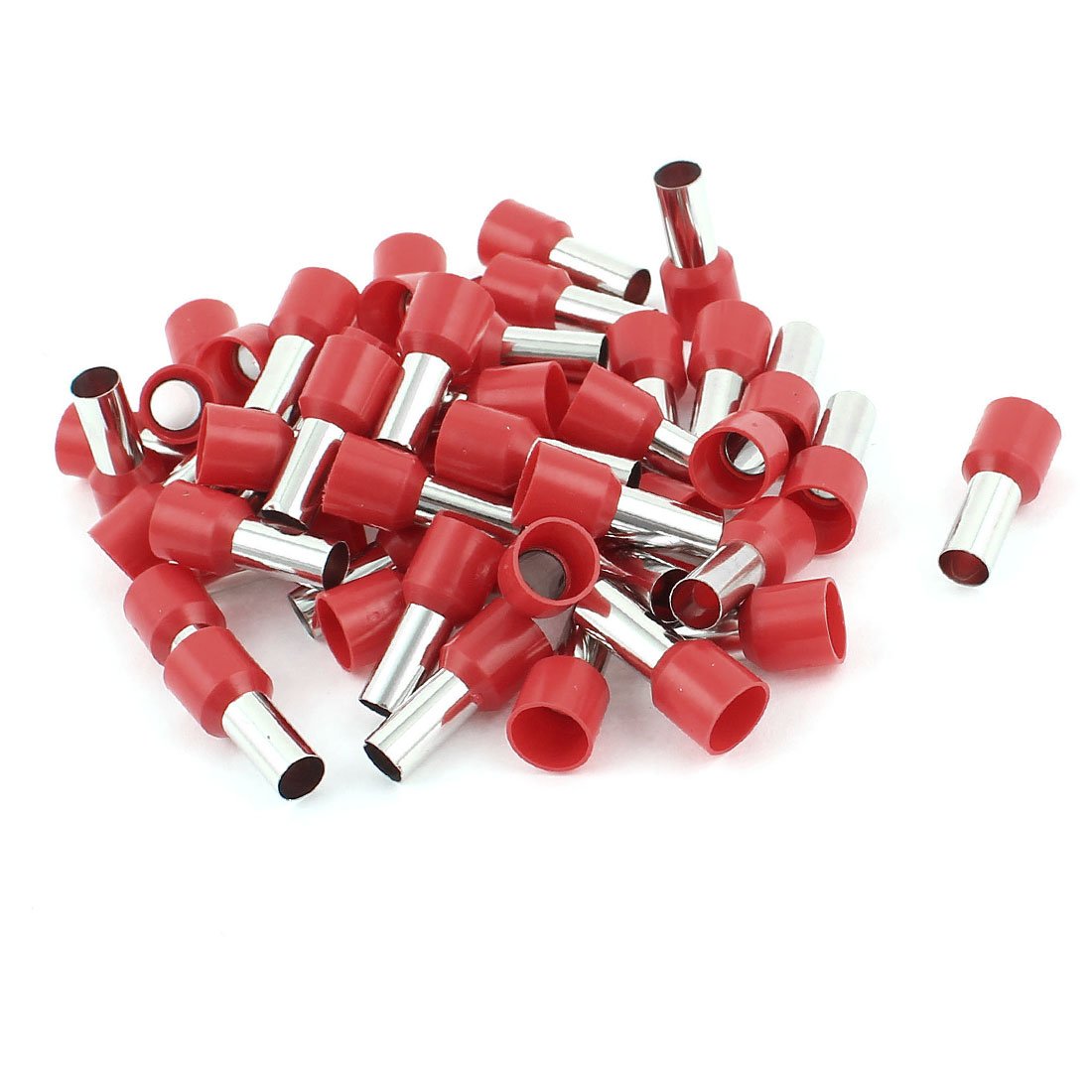 Crimp Terminal Bootlace Ferrule Connector with 50 Piece, 16 mm, Red