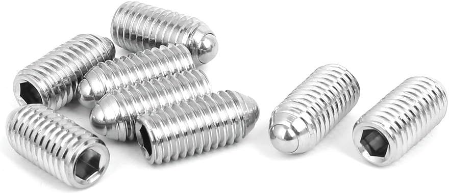 M10x20mm 304 Stainless Steel Spring Hex Socket Ball Point Grub Set Screws 8pcs