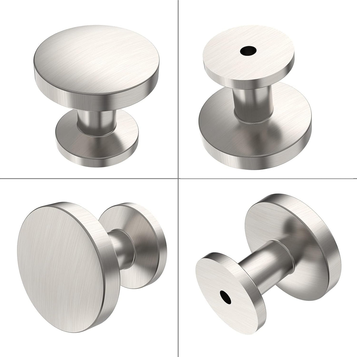 LinkMejor 6 Pack 1.2 tum Matt Satin Nickel Kabinettknoppar - Runda Kock- & Skåpsknoppar