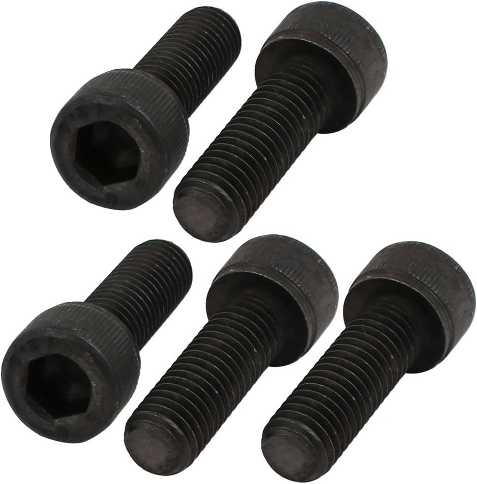 5pcs M10x30mm 12.9 Grade Hex Socket Cap Left Hand Thread Screw Bolt Black