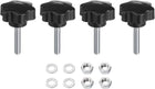 4pcs Star Clamping Knobs with Nuts Washers, M8 x 45mm Metric Zinc Plated Carbon Steel Male Thread 48mm 6-Star Plastic Head, Threaded Stud Hand Knobs Handles Thumb Screws, Black
