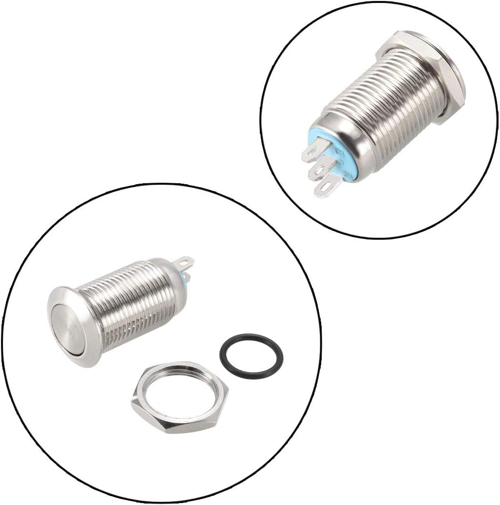 Midlertidig Metal Push Button Switch 10mm Montage Diameter 1NO 1NC COM DC 30V 0.1A