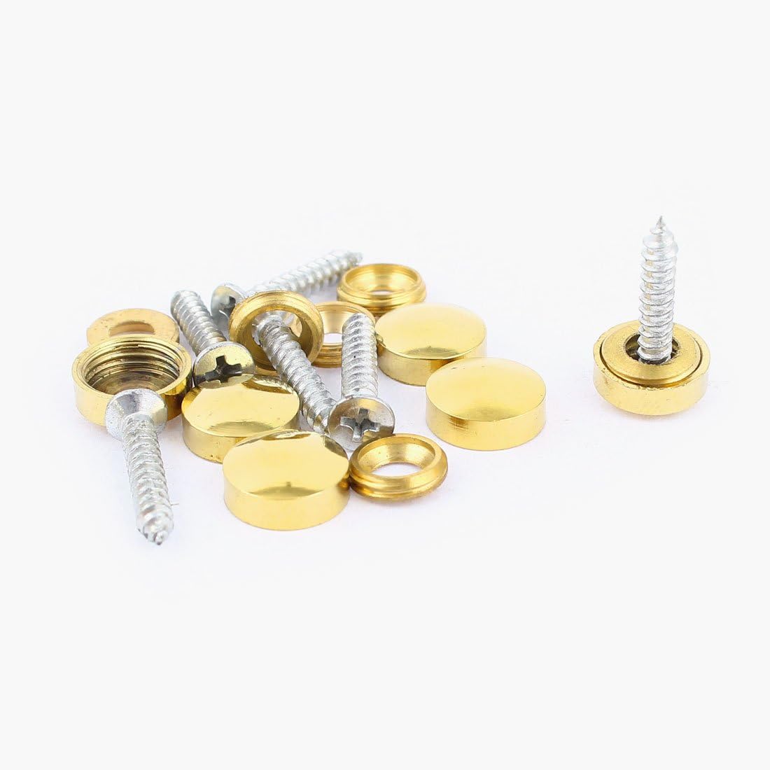 6 Pcs Fitting Parts Brass Tone 12mm Dia Screw Cap Mirror Nails Lid