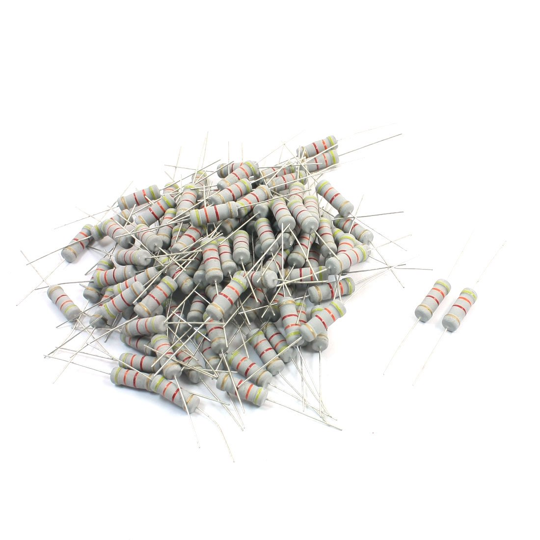 a14052300ux0073 4.3K Ohm 2W 5% Tolerance Through Hole Metal Oxide Film Resistor 100 Piece, 0.12" Width, 2.36" Length