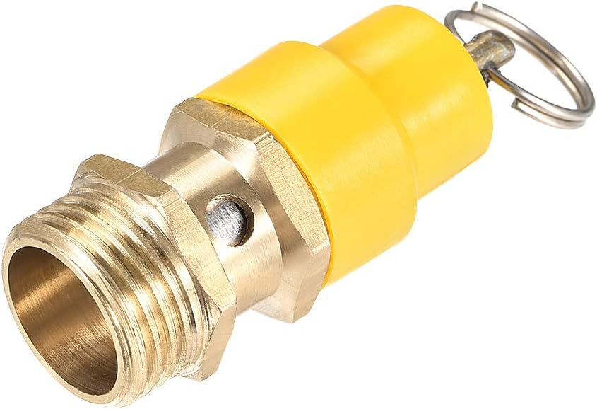 Safety Valve Air Compressor Pressure Relief Valve, G1/2 Male, 115PSI Set Pressure, Yellow Hat, 1Pack