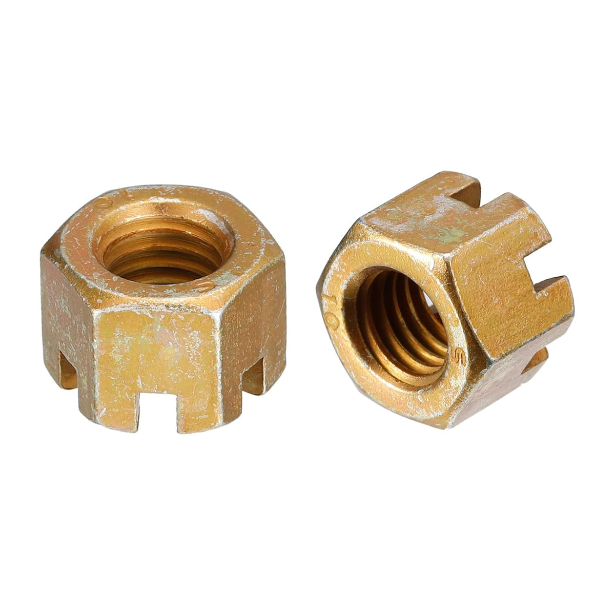 10Pcs M10x1.5mm Hexagon Slotted Nut, Grade 10 Carbon Steel Hex Castle Nuts, Color Zinc