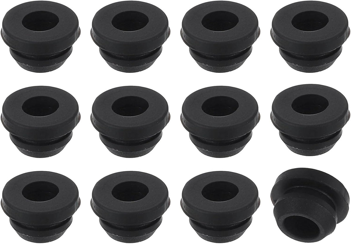 12Pcs Rubber Grommets, Mount Dia 9mm ID 6.2mm Snap Firewall Hole Plug, Anti-Scratch Hole Cover Plug for Electrical Box Cable Wiring, Black