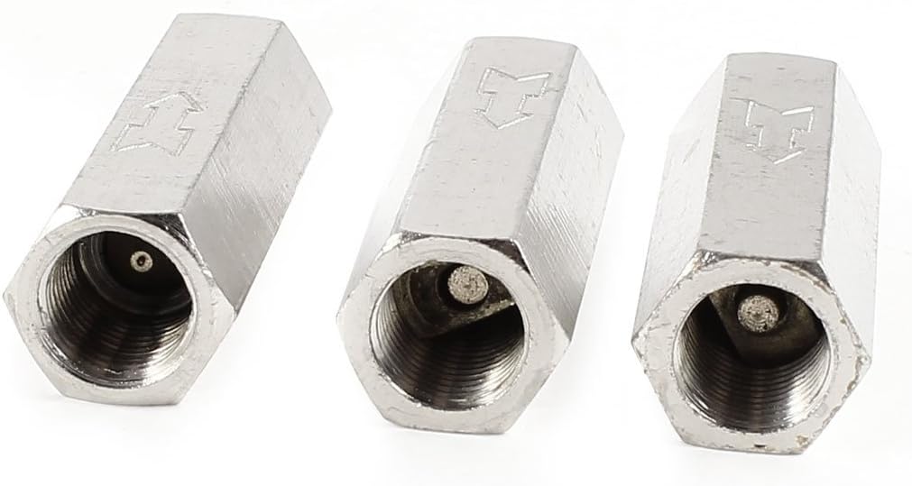 3pcs 1/8PT Female Thread Full Port One Way Air Check Valve Silver Tone