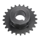 24 Tooth Roller Sprocket B Type, #25 Chain, Single Strand 1/4" Pitch, 15mm Bore Black Oxide C45 Carbon Steel, Keyway with Set Screws for ISO 04C