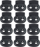 LinkMejor 12 Pcs Plastic Cord Locks Spring Stopper Double Hole Toggle Fastener Stopper Rope End for Drawstrings Clothing Shoelaces Bags
