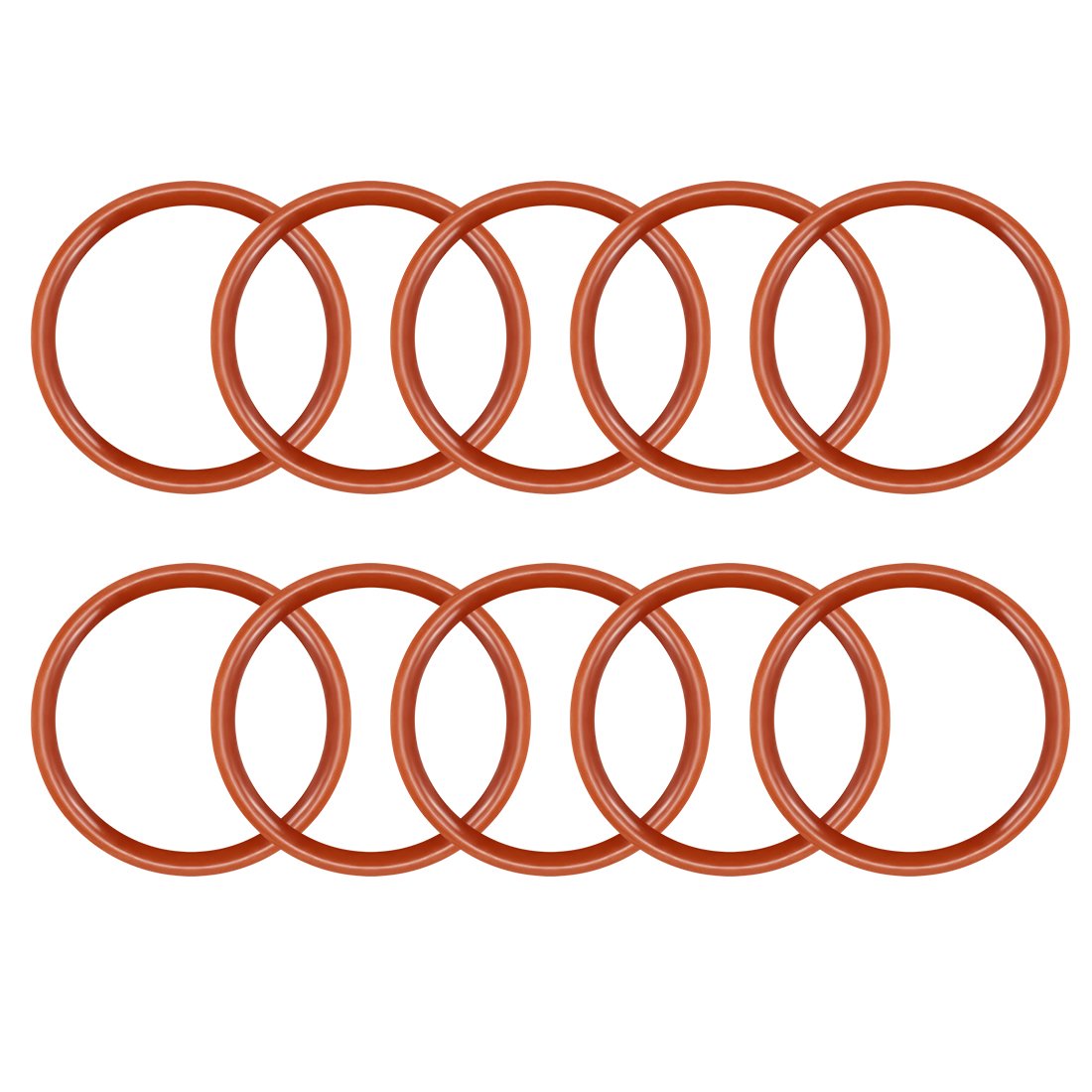 Silicone O-Ring, 25mm Outside Diameter, 21.2mm Inner Diameter, 1.9mm Width, VMQ Seal Rings Sealing Gasket Red, 10PCS