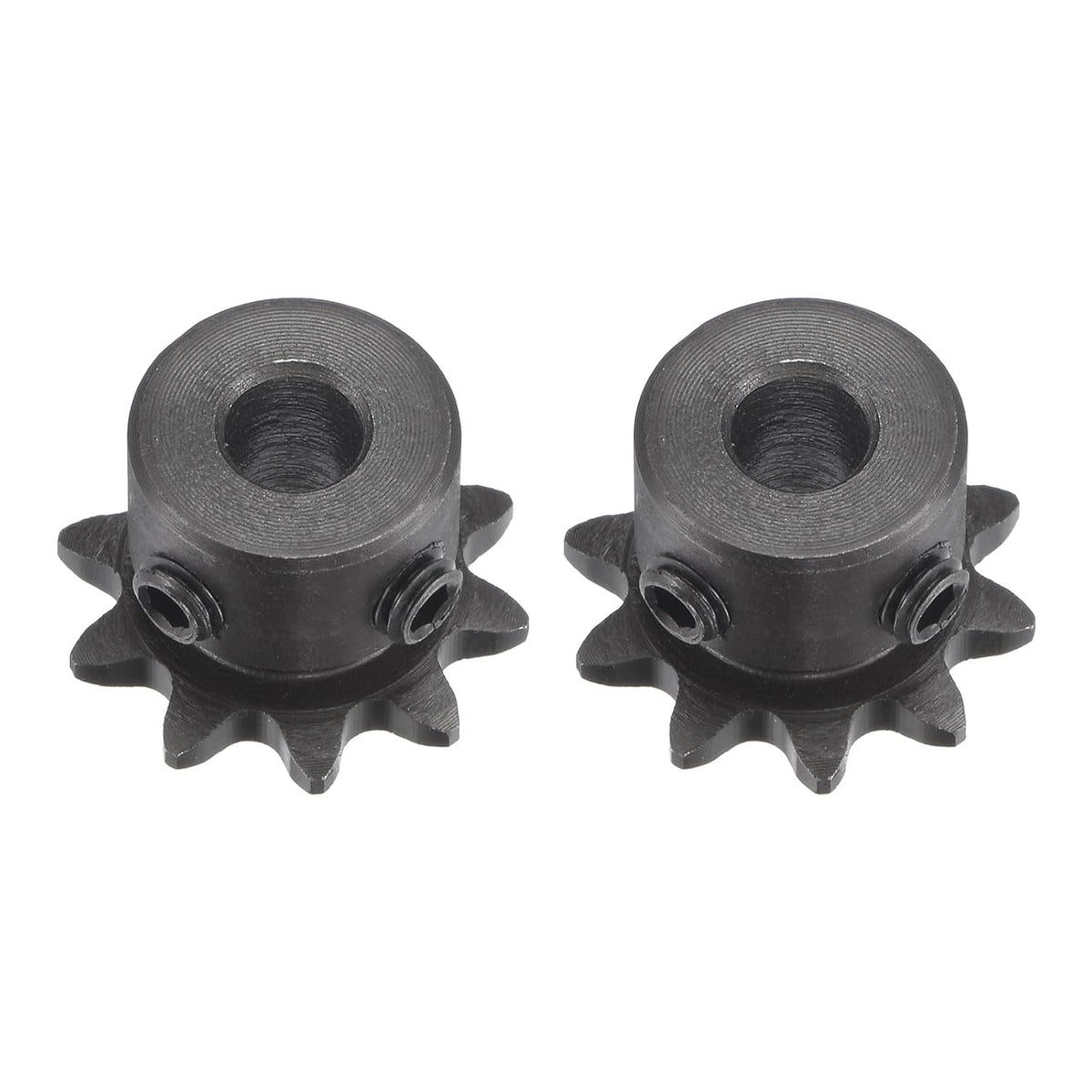 #25 Chain Roller Sprocket, 6.35mm Bore 1/4" Pitch 10 Tooth Single Strand Chain Sprocket, C45 Carbon Steel 25 Roller Chain Sprocket with Set Screws for ISO 04C Chain, 2Pcs
