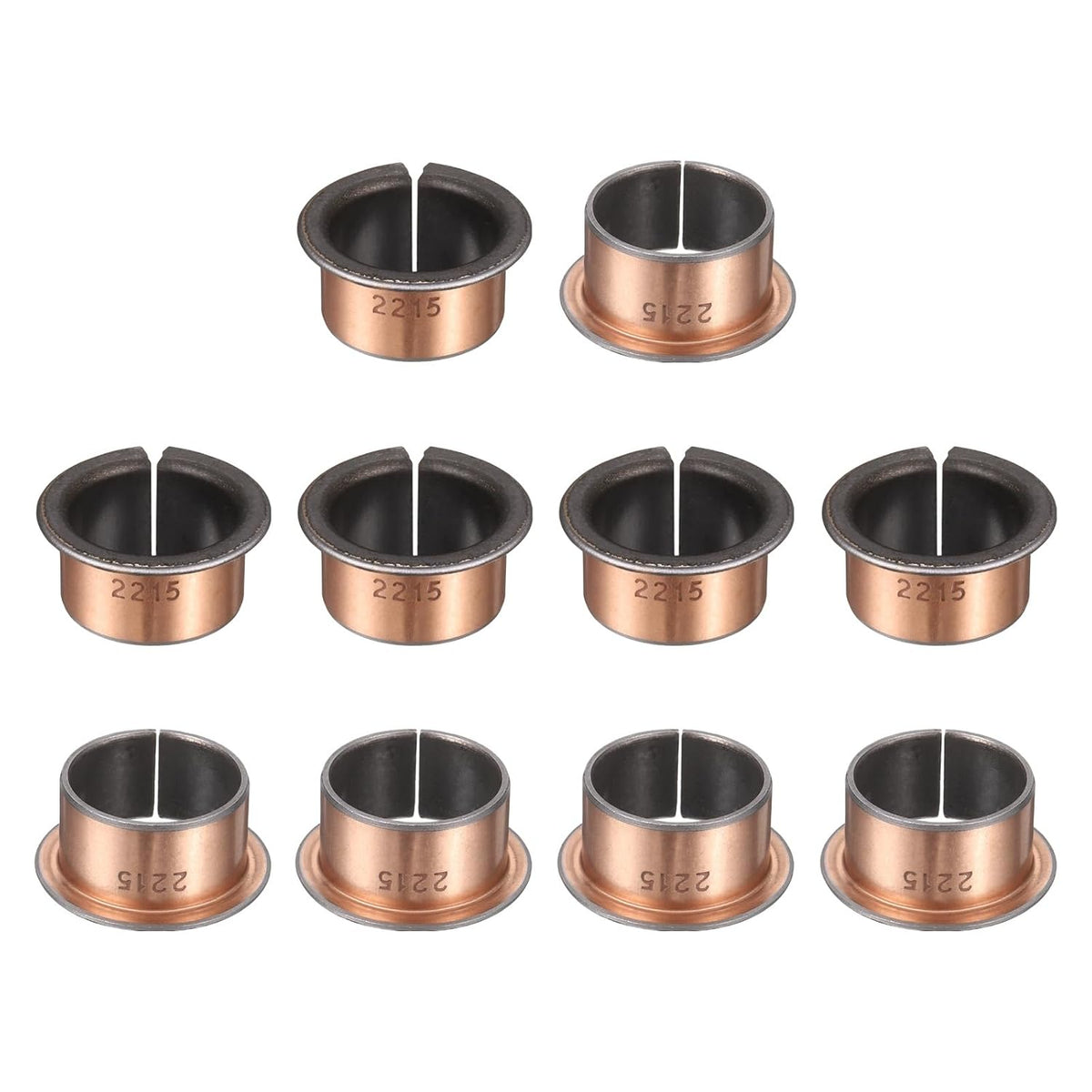10Pcs Flanged Sleeve Bearings, 22mm Bore x 25mm OD x 15mm Length x 32mm, Sintered Bronze Wrapped Oilless Bushings