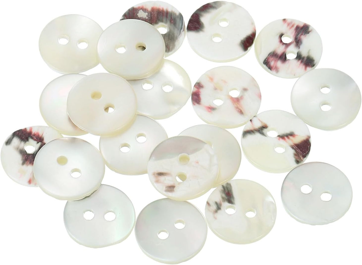 20 Pcs Natural Shell Buttons, 2 Hole Mother of Pearl Buttons 12.5mm Sewing Buttons Sewing Craft Buttons for Shirt Sewing DIY Crafts Decoration, White