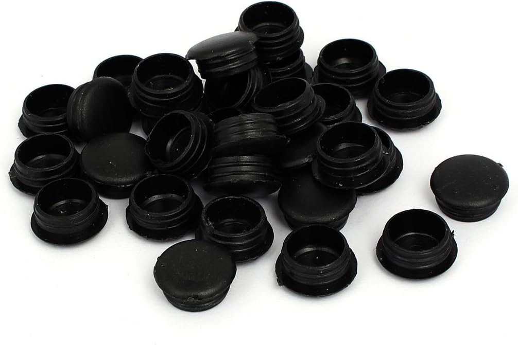 15mm Dia Plastic Thread Design Screw Cap Covers Hole Lids Black 30pcs