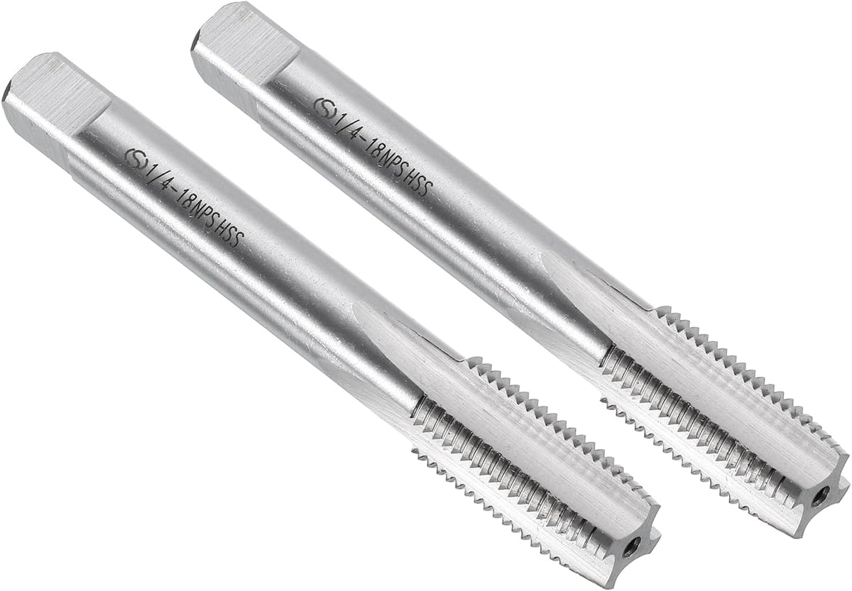 2pcs Straight Flute Thread Tap, 1/4-18 NPS Screw Threading Tapping Tool Thread Milling Machine Taps, High-Speed Steel 6542 (HSS 6542)