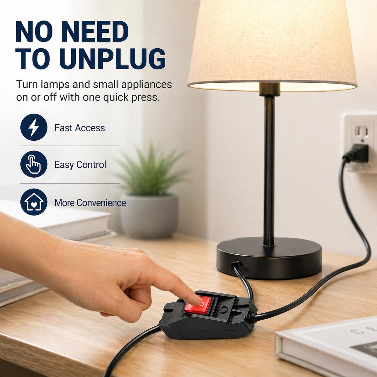 Câble d'extension de 1,3 m avec interrupteur, pour équipements électriques intérieur/extérieur