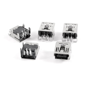 Mini USB Type B Female Socket 5-Pin Right Angle DIP Jack Connector 5 Pcs