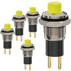 LinkMejor Przycisk Przestawny, Mini Przestawne Przyciski Samozakładające 10mm Okrągłe DC24V 0.5A Żółty Klosz 5SZT