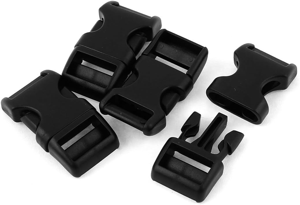 LinkMejor Plastic Backpack Rucksack Quick Release Buckle 16mm Width 4 Pcs Black