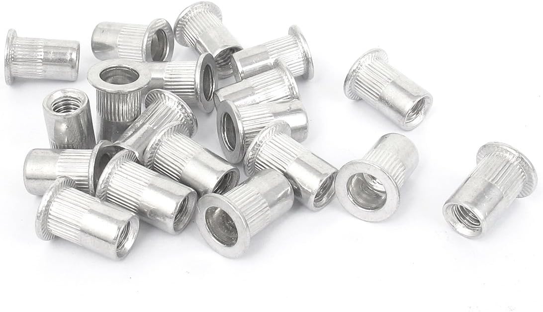 20 Pcs M6x15mm Aluminum Flat Head Rivet Nuts Threaded Insert Nutserts