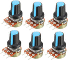 6Pcs 50K Ohm Variable Resistors Single Turn Rotary Carbon Film Taper Potentiometer with Knobs