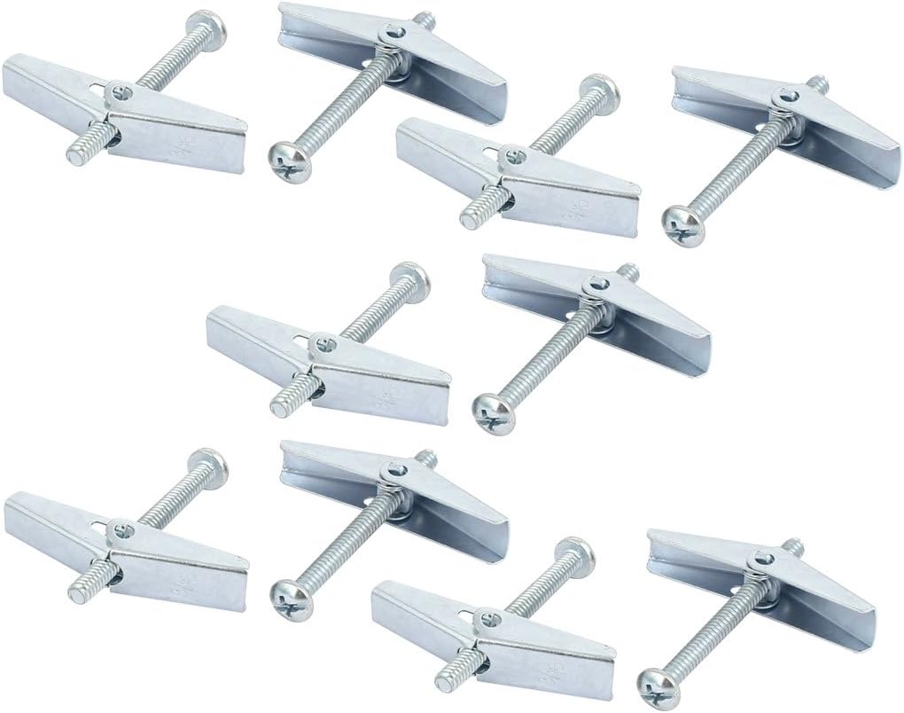 3/16-inch x 2-inch Male Thread Spring Loaded Hollow Wall Round Head Toggle Bolt 10pcs