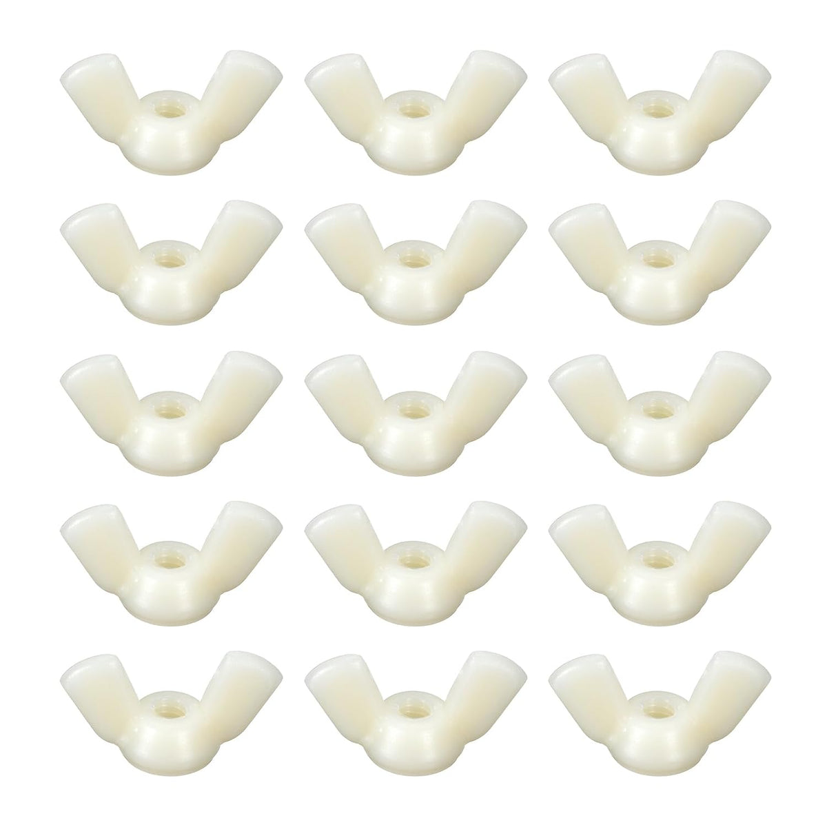 1/4"-20 Wing Nut 15 Pcs, Nylon Butterfly Wing Nuts Fasteners Parts Hand Twist Tighten Wing Nuts for Machinery Electronic Equipment DIY, White
