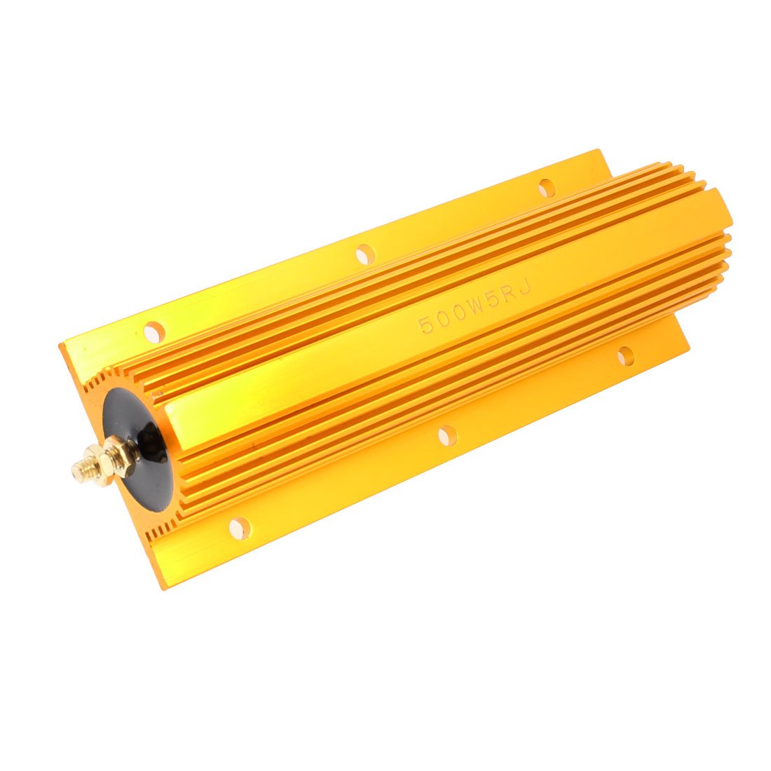 500W 5 Ohm Resistance 5% Gold Tone Aluminum Case Wirewound Resistor
