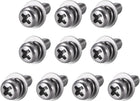 M4 x 6mm Stainless Steel Phillips Pan Head Machine Screws Bolts Combine with Spring Washer and Plain Washers 10pcs