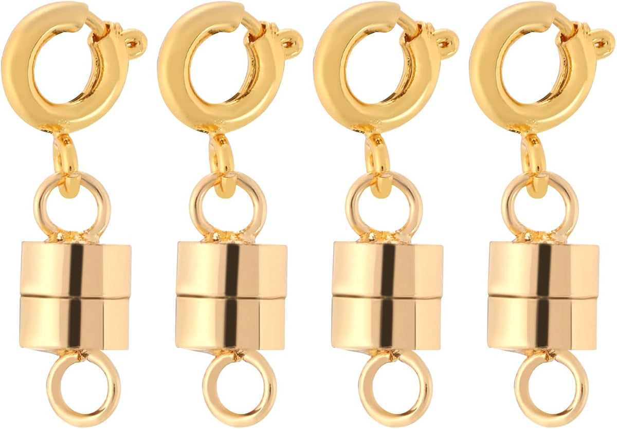 4Pcs Jewelry Clasps, Jewelry Converter Locking Closures with Clasps and Closures for Bracelet Necklace Jewelry Making (Gold)