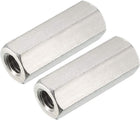 M10 X 1.5-Pitch 45mm Length 304 Stainless Steel Metric Hex Coupling Nut, 2-Pack