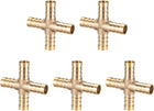 10mm or 3/8" ID Brass Barb Splicer Fitting 4 Ways Brass Cross Barb Fitting Air Gas Water Fuel,5pcs