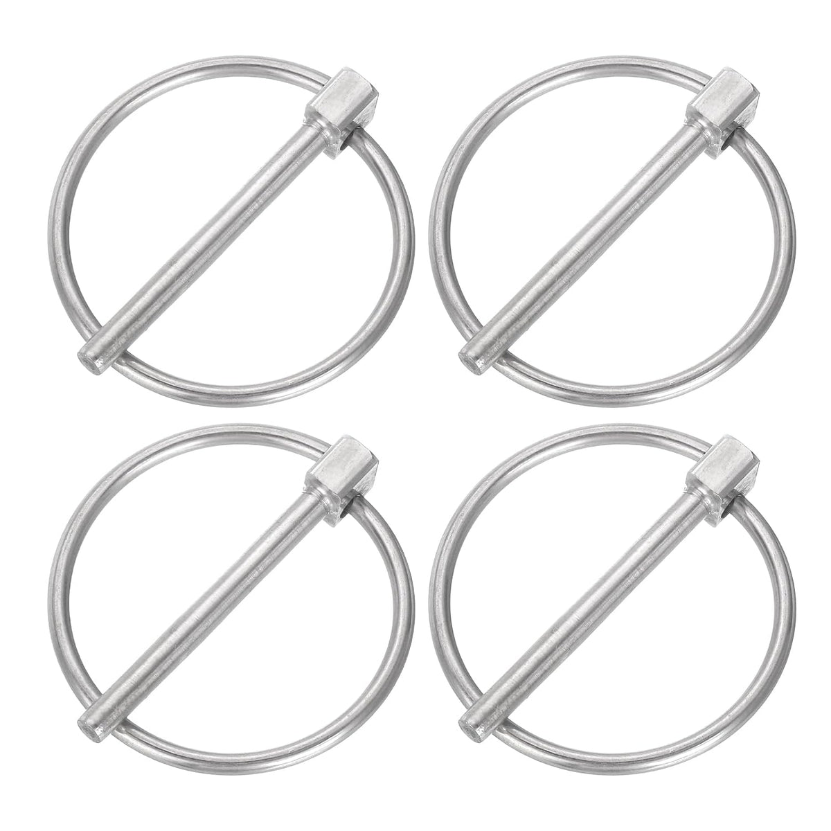 4Pcs 3/16" x 1-3/4" Linch Pin with Ring, Stainless Steel Round Linch Pins for Boat Kayak Canoe, Trailer Trolley Trucks Mower, Silver