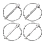 4Pcs 3/16" x 1-3/4" Linch Pin with Ring, Stainless Steel Round Linch Pins for Boat Kayak Canoe, Trailer Trolley Trucks Mower, Silver