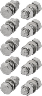 10pcs 304 Stainless Steel M6x20mm Hex Bolts w Nuts and Washers Assortment Kit