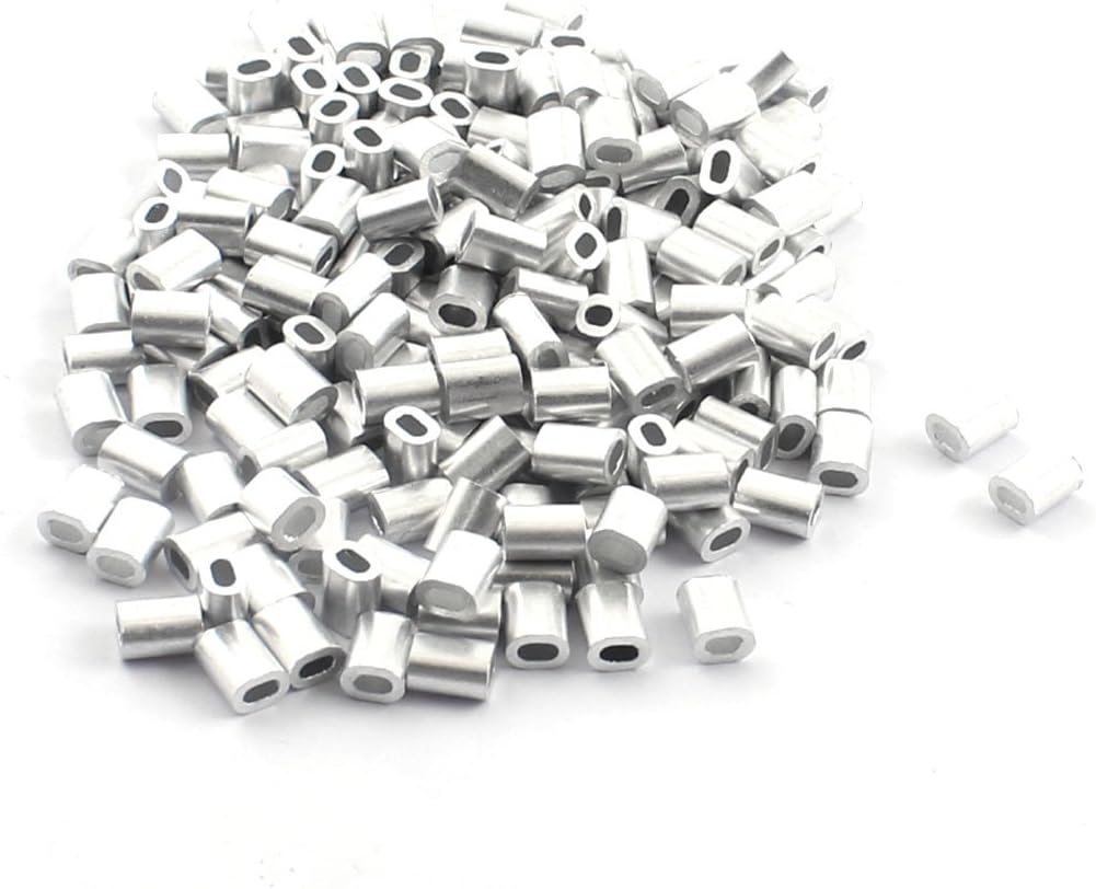 200PCS 1mm Steel Cables Aluminium Wire Rope Ferrules 5mm x 2mm