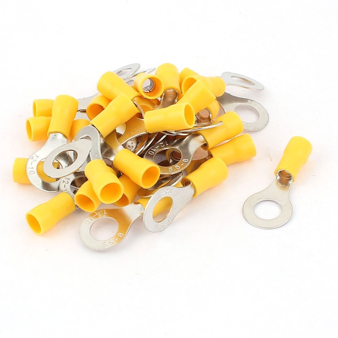 RV5.5-8 Pre Insulated Ring Terminals Yellow for AWG 12-10 Wire with 30 Piece