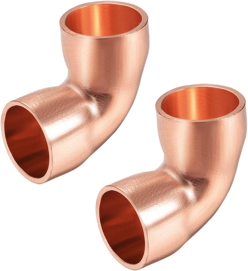 16mm ID Solder Ring Elbow 90 Degree Copper Short-Turn Copper Fitting Connector for Plumbing 1.8mm Thick 2pcs