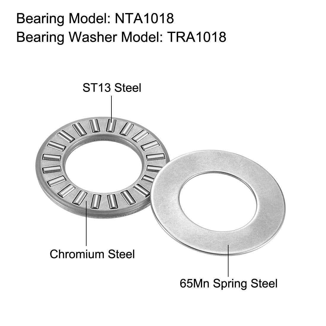 NTA512 Boulons à billes de poussée avec joints 5/16" de diamètre de trou 3/4" de diamètre extérieur 5/64" de largeur 2pcs