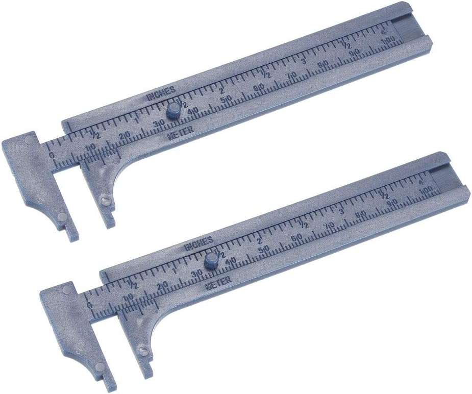 Vernier Caliper 10cm 4 Inch Metric Mini Double Scale Plastic Ruler Measuring Tool 2pcs