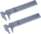 Vernier Caliper 10cm 4 Inch Metric Mini Double Scale Plastic Ruler Measuring Tool 2pcs