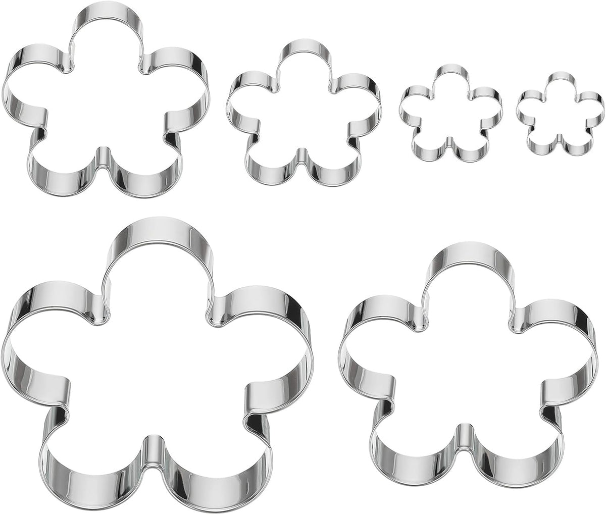 1 Set Flower Cookie Cutter, Flower Fondant Baking Tool for Making Cookie Silver