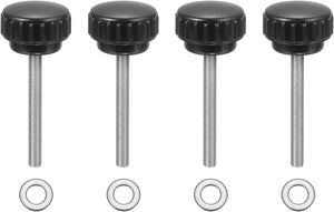 4Pcs Knurled Clamping Knobs, M5 x 45mm Metric 304 Stainless Steel Male Thread Thumb Screws 25mm Width Knurled Handle Bolts Grip with Washers for Machine Umbrella Base Replacement