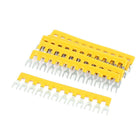 6 Pcs 400V 10A Fork Type 12 Postions Terminal Strip Jumper Block Yellow