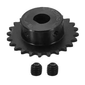 #25 Rolamento de Coroa de Corrente 12x11mm Furo D-Shape 24 dentes Aço Carbono C45 ANSI #25 Coroa de Rolamento com Furo Redondo com Parafusos para Corrente ISO 04C Preta